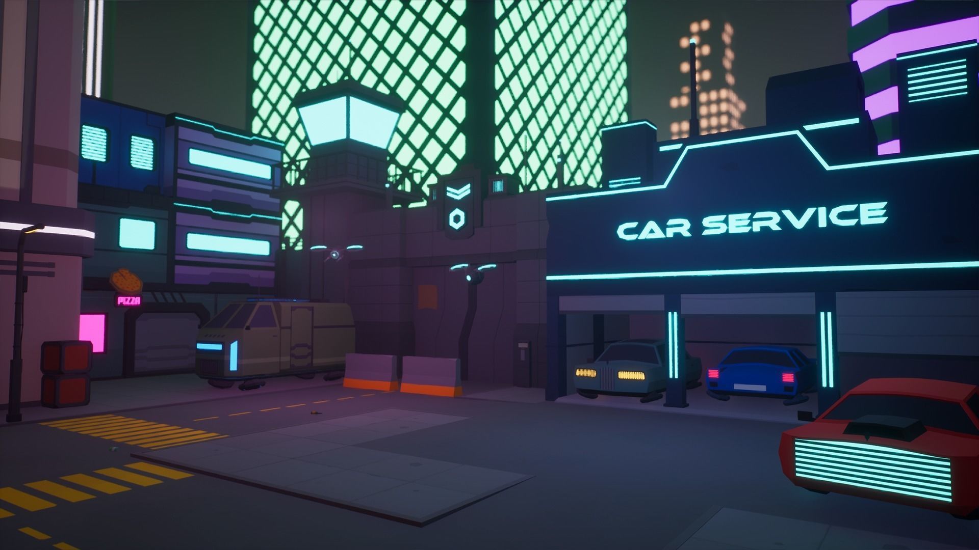 Low Poly Sci-Fi Cyberpunk City Low-poly 3D model_8