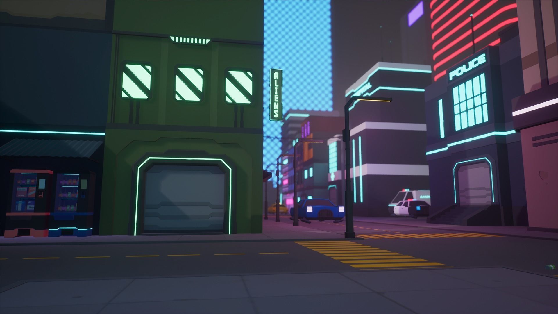 Low Poly Sci-Fi Cyberpunk City Low-poly 3D model_5