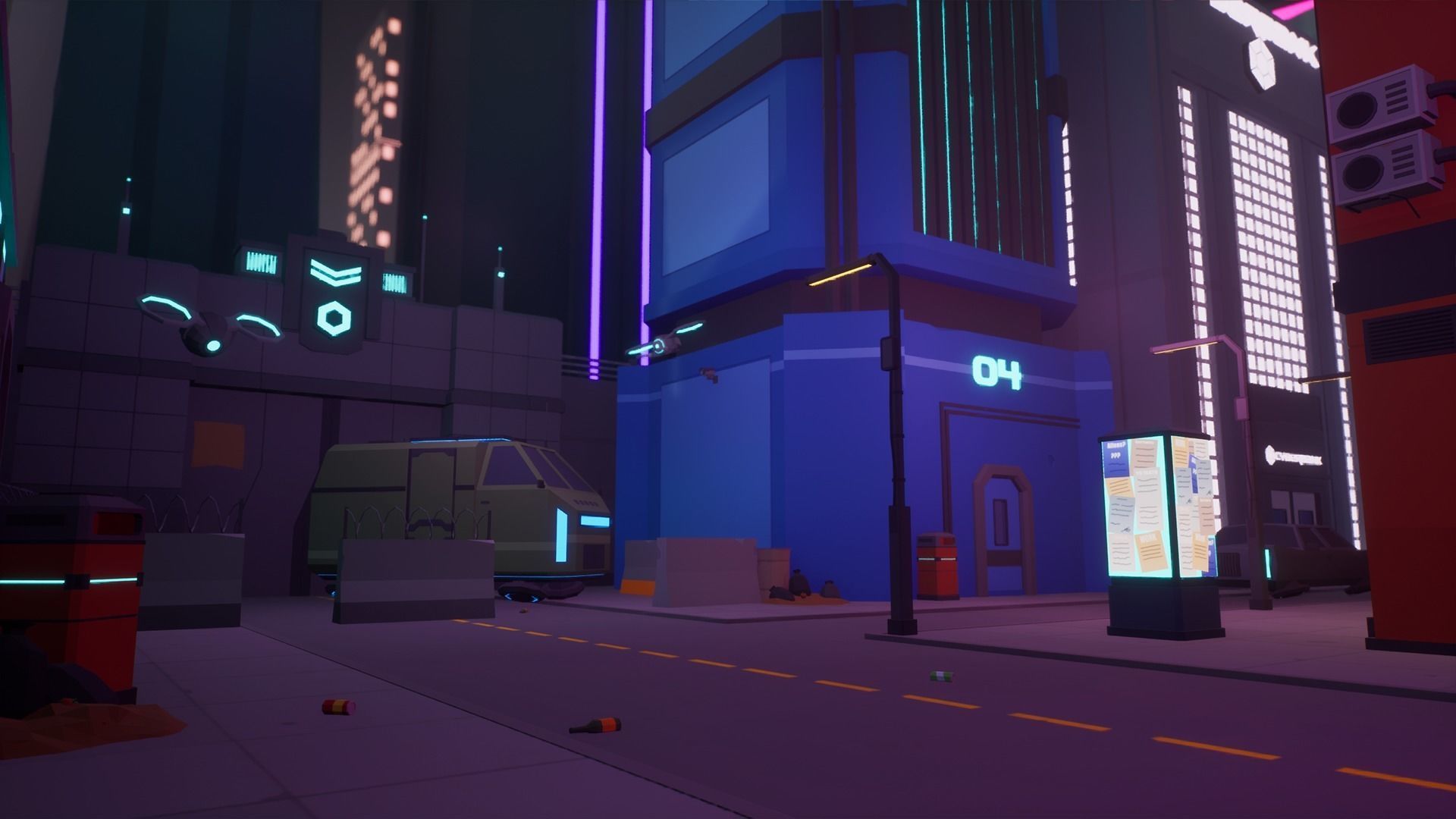 Low Poly Sci-Fi Cyberpunk City Low-poly 3D model_6