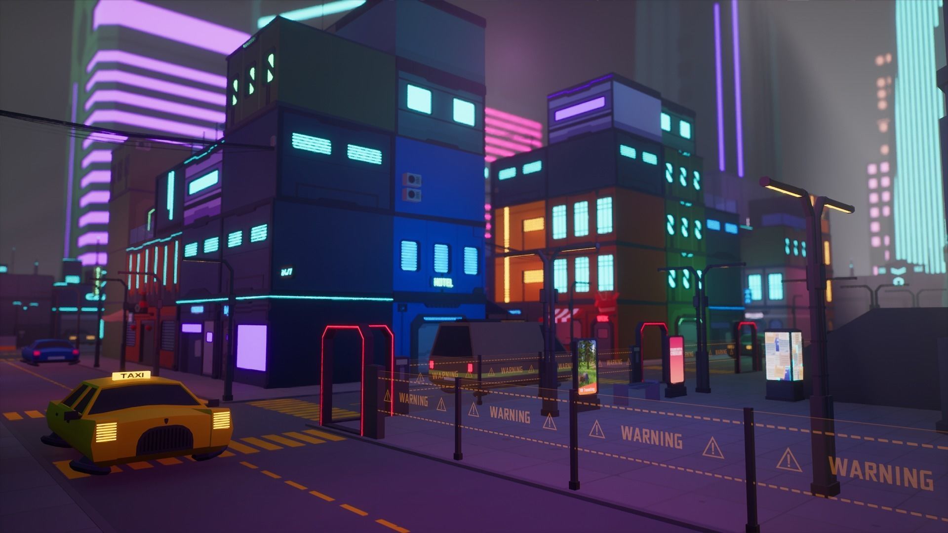 Low Poly Sci-Fi Cyberpunk City Low-poly 3D model_7