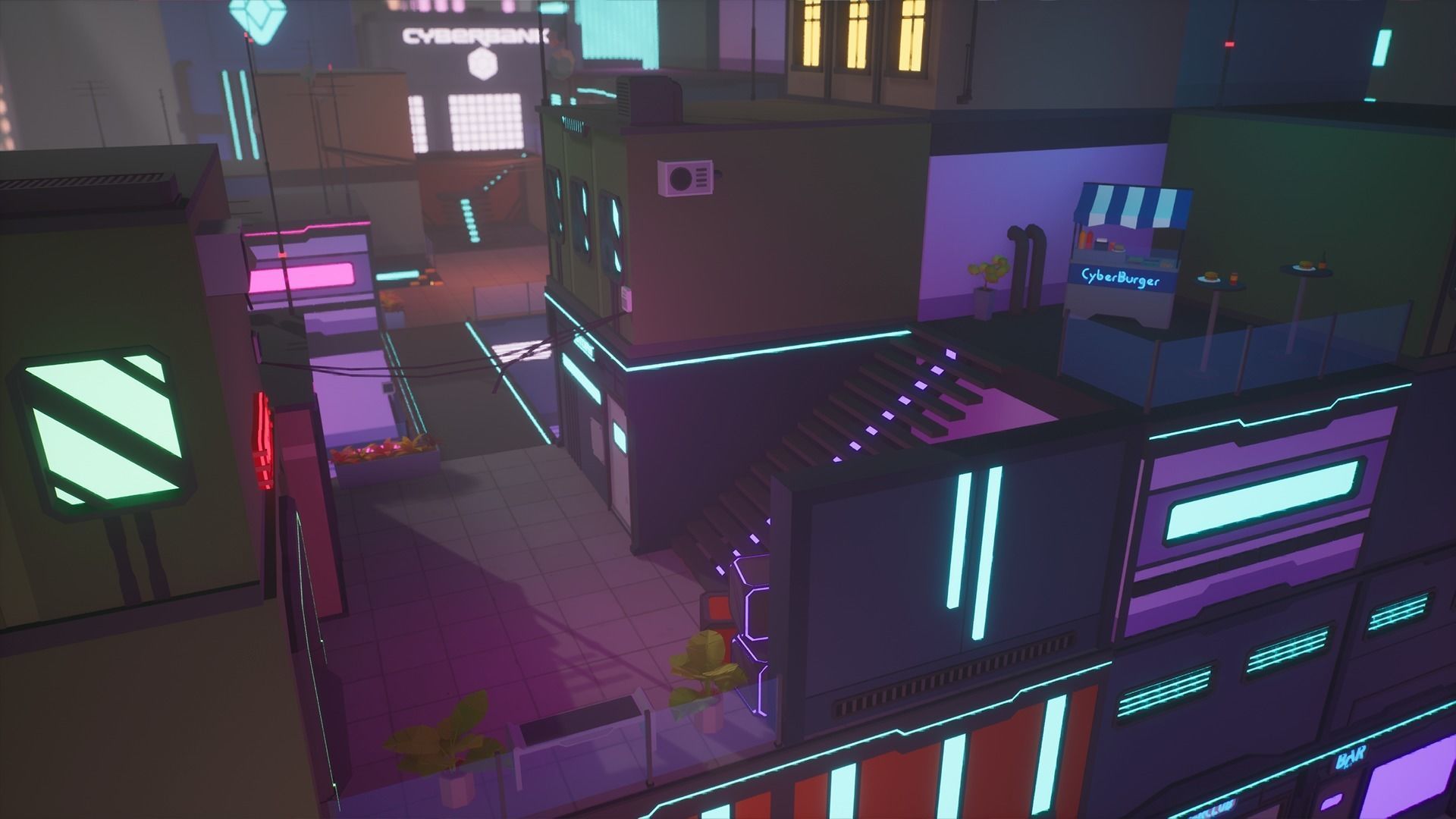 Low Poly Sci-Fi Cyberpunk City Low-poly 3D model_2
