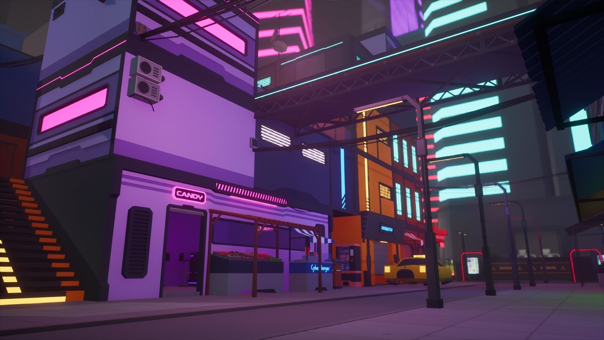 Low Poly Sci-Fi Cyberpunk City Low-poly 3D model_4