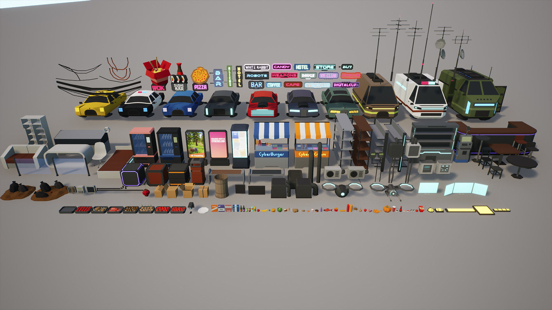 Low Poly Sci-Fi Cyberpunk City Low-poly 3D model_11