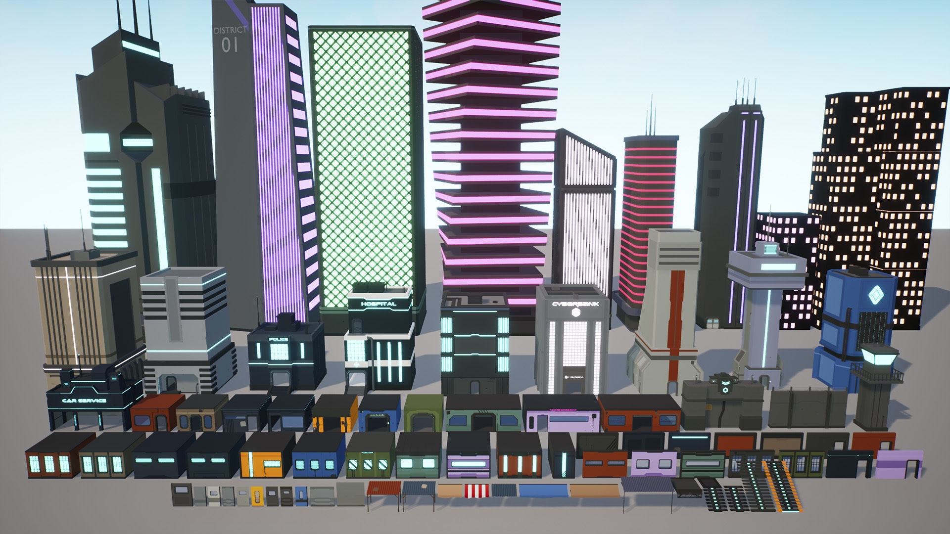 Low Poly Sci-Fi Cyberpunk City Low-poly 3D model_10