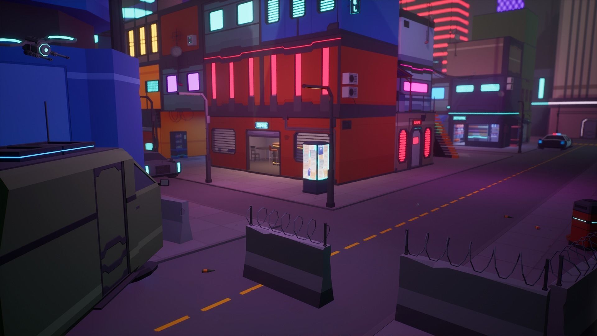 Low Poly Sci-Fi Cyberpunk City Low-poly 3D model_3
