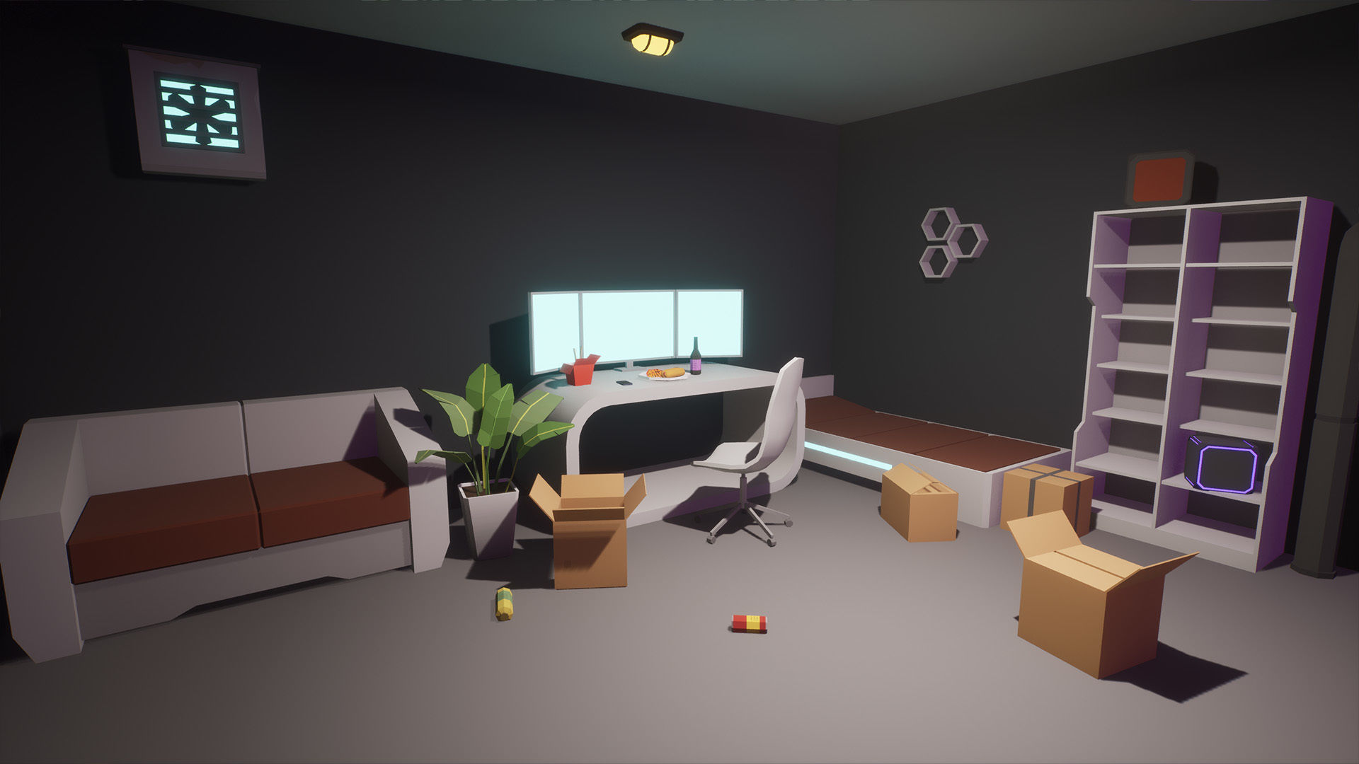 Low Poly Sci-Fi Cyberpunk City Low-poly 3D model_9