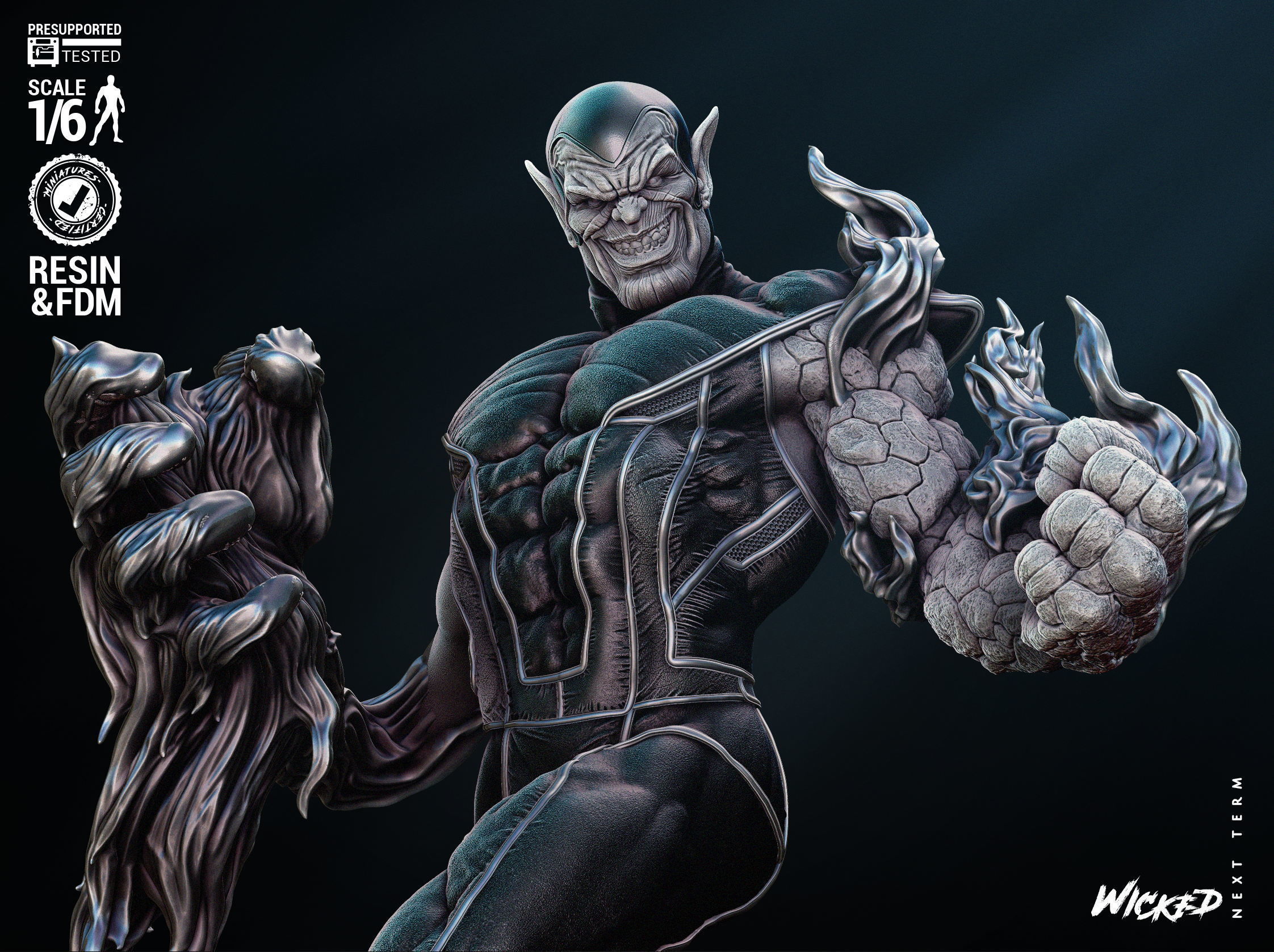 Wicked Marvel Super Skrull Sculpture Tested for 3D printing 3D print model_13