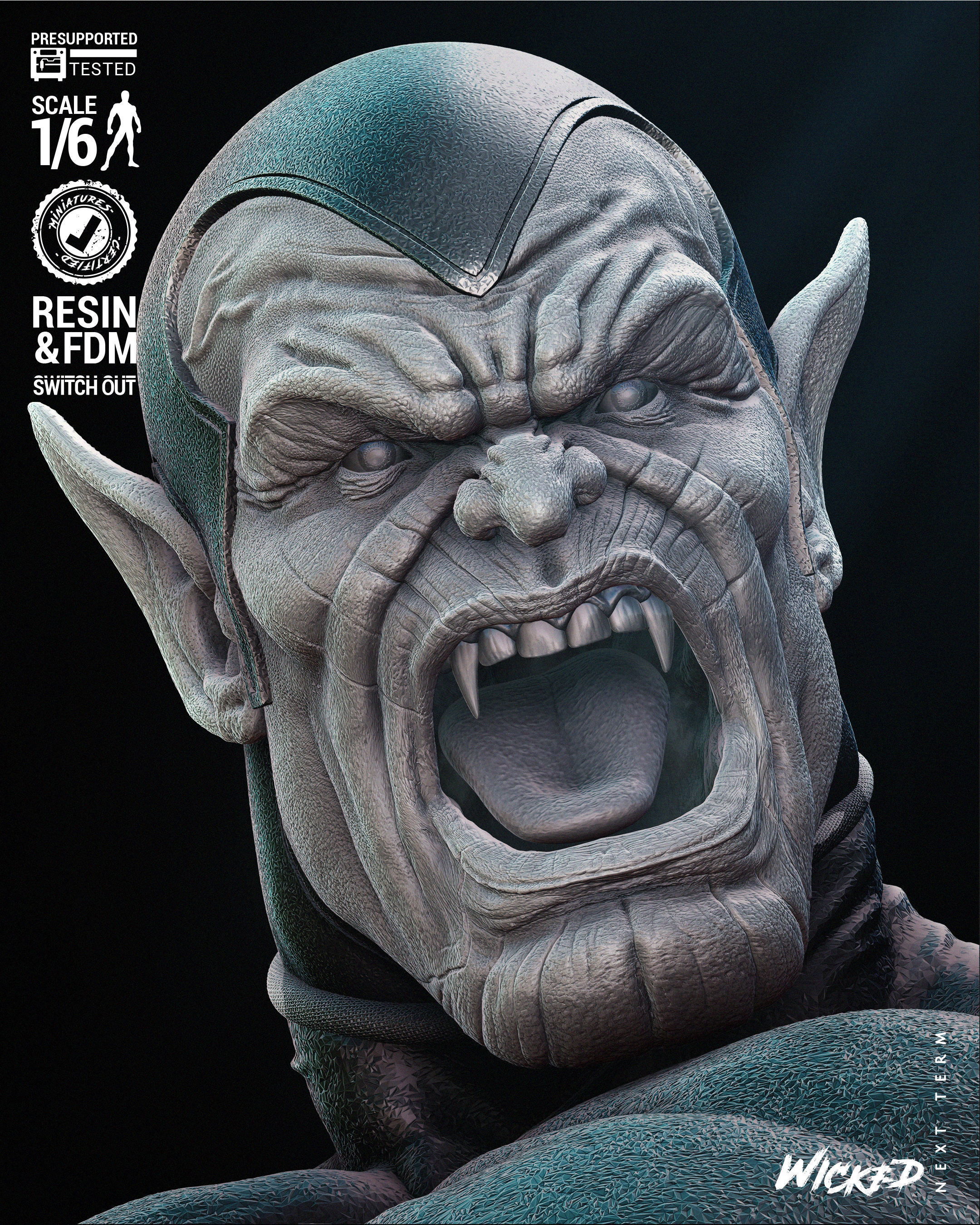 Wicked Marvel Super Skrull Sculpture Tested for 3D printing 3D print model_27