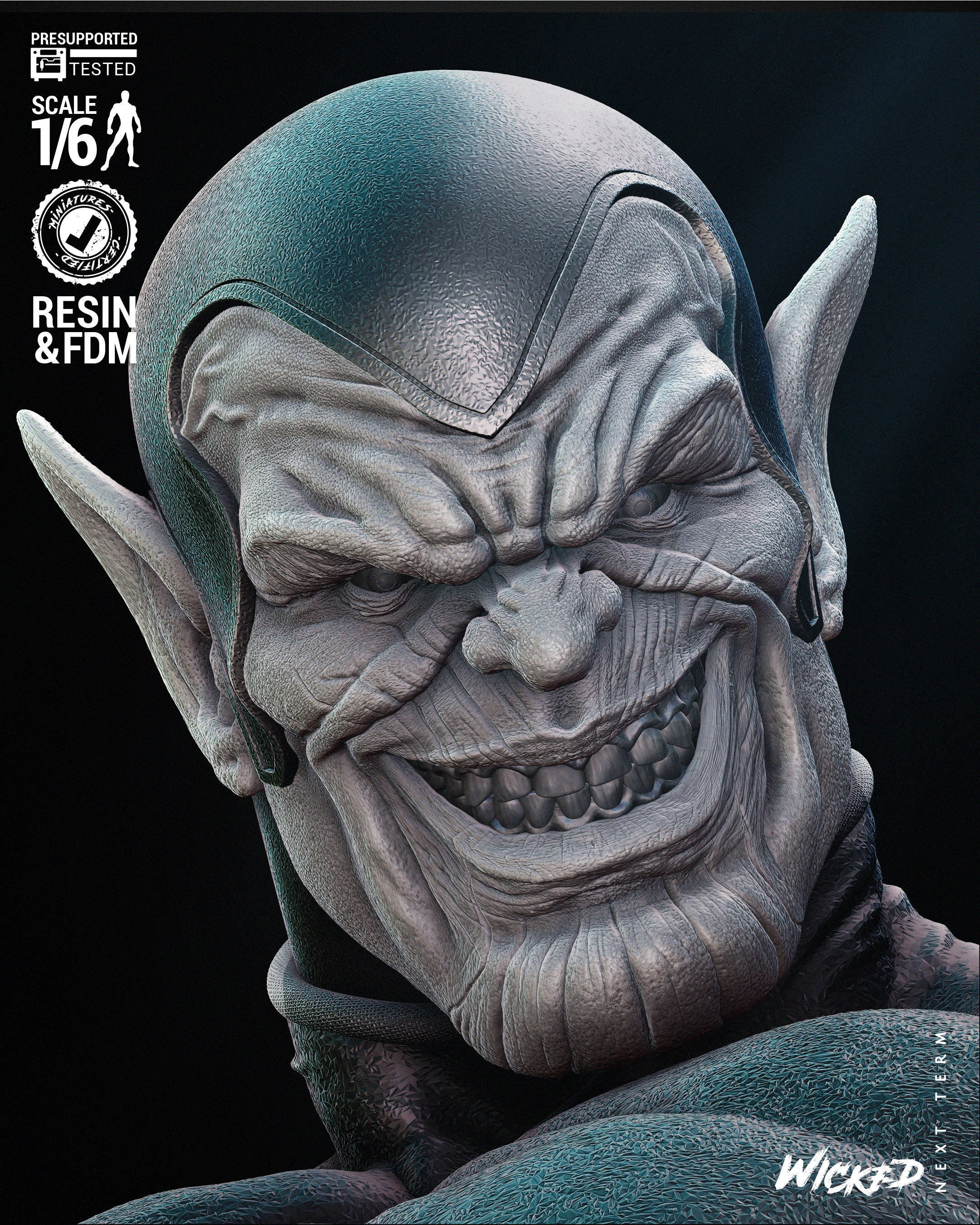 Wicked Marvel Super Skrull Sculpture Tested for 3D printing 3D print model_39