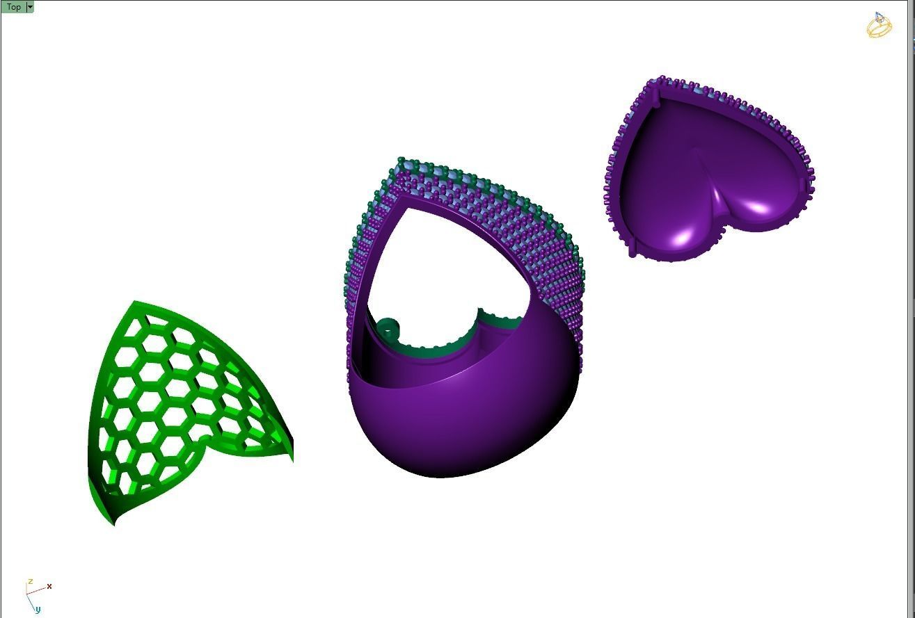 Custom Heart Champions Dome Halfway Diamond Setting Ring  3D print model_12