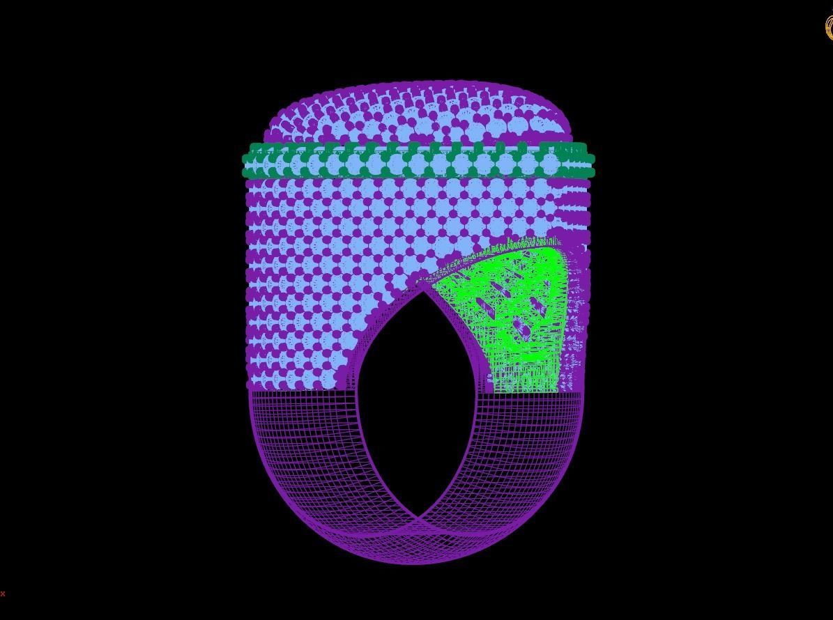 Custom Heart Champions Dome Halfway Diamond Setting Ring  3D print model_13