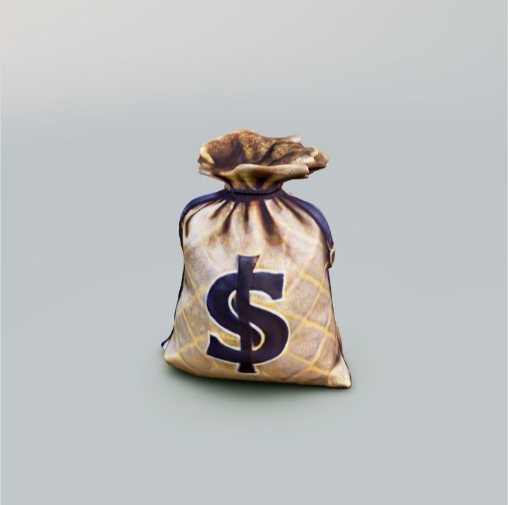 Bag with money 3D model_4