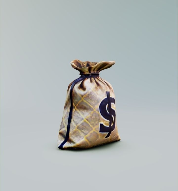 Bag with money 3D model_1