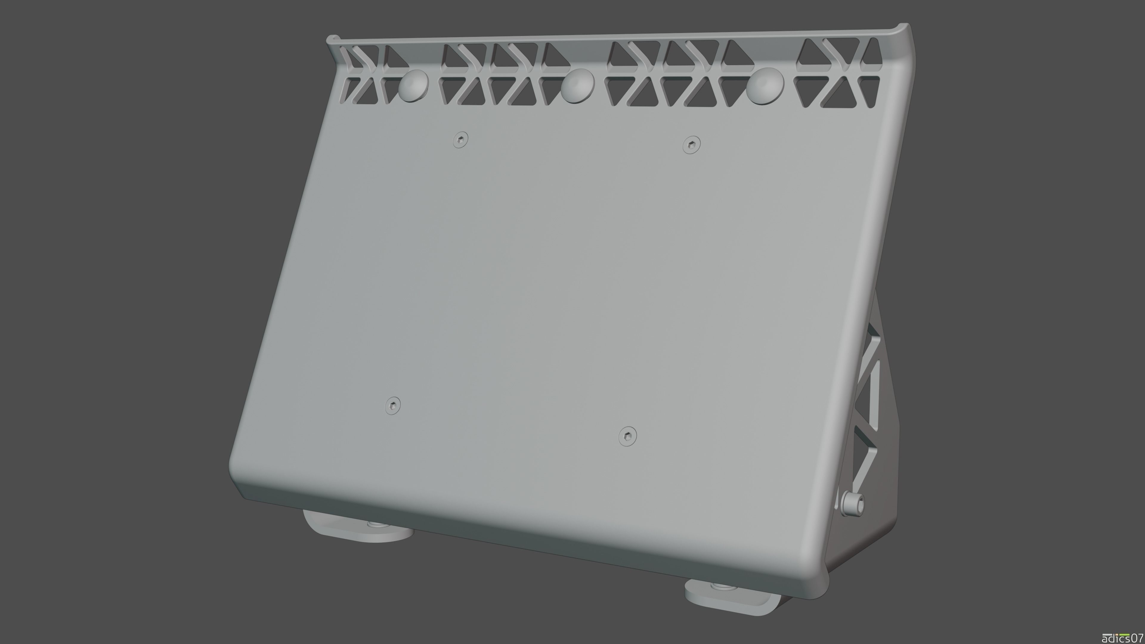 Highpoly Adjustable pedals and co-driver footrest for rally car 3D model_19