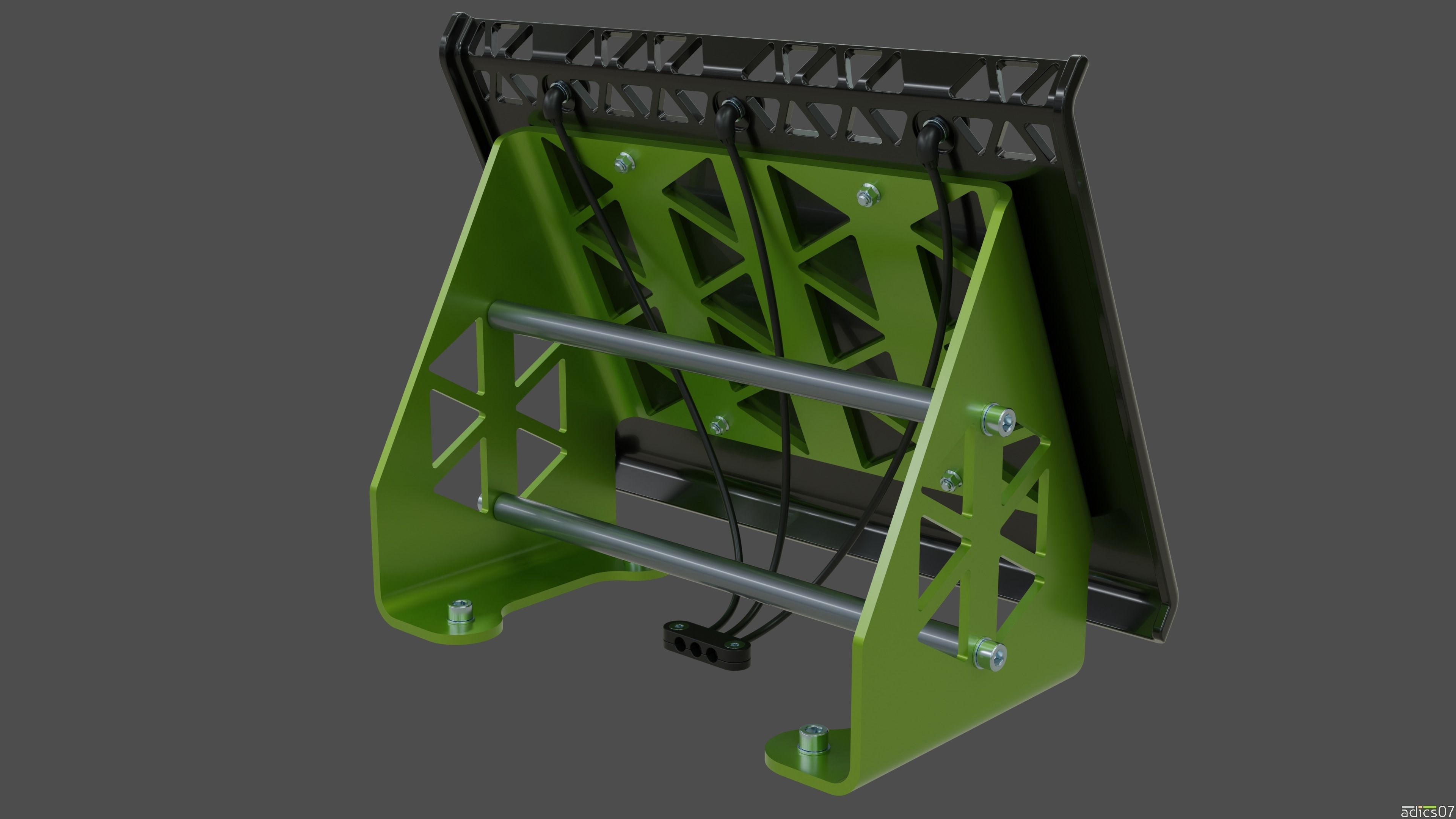 Highpoly Adjustable pedals and co-driver footrest for rally car 3D model_9