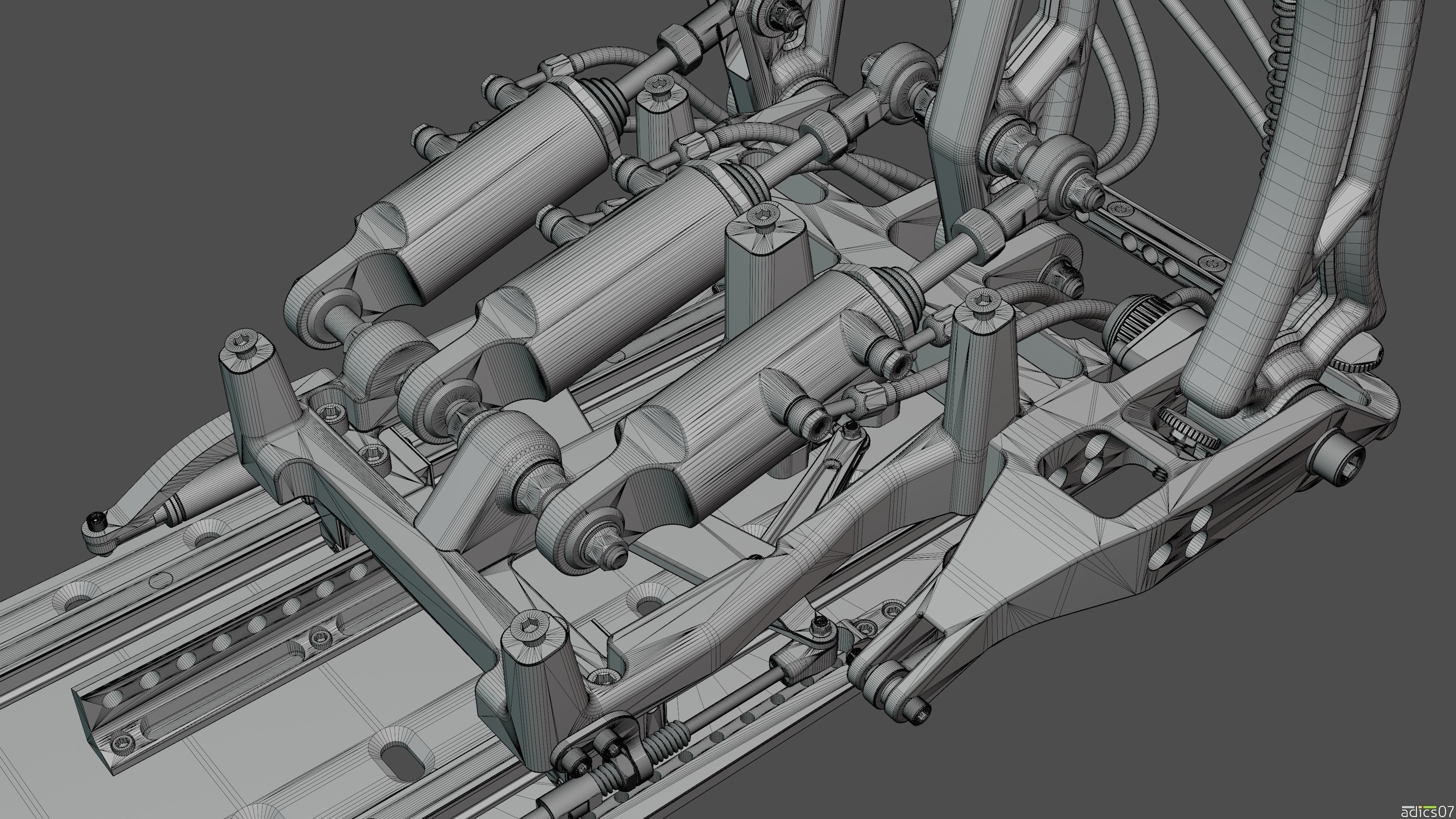 Highpoly Adjustable pedals and co-driver footrest for rally car 3D model_28