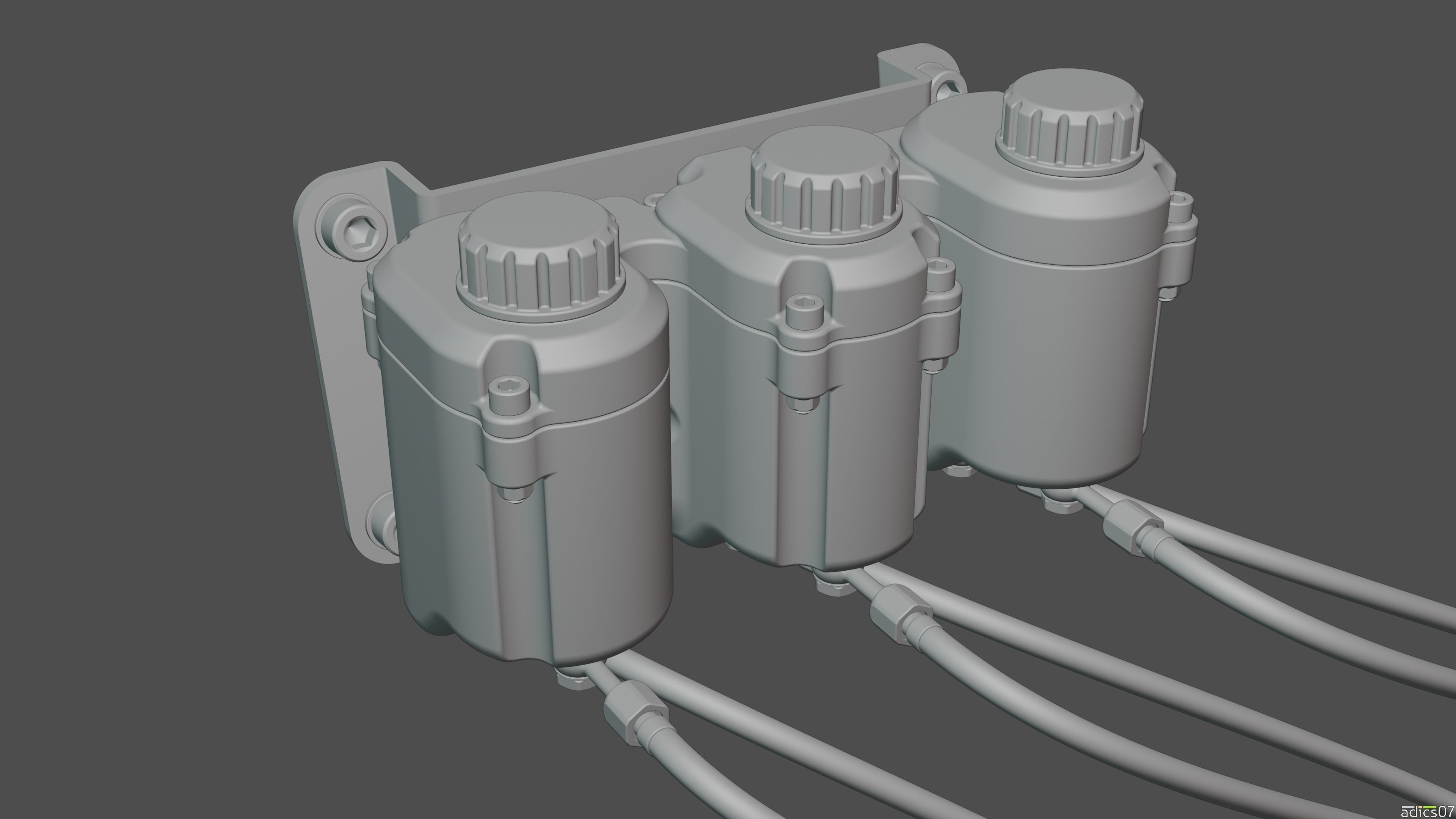 Highpoly Adjustable pedals and co-driver footrest for rally car 3D model_18