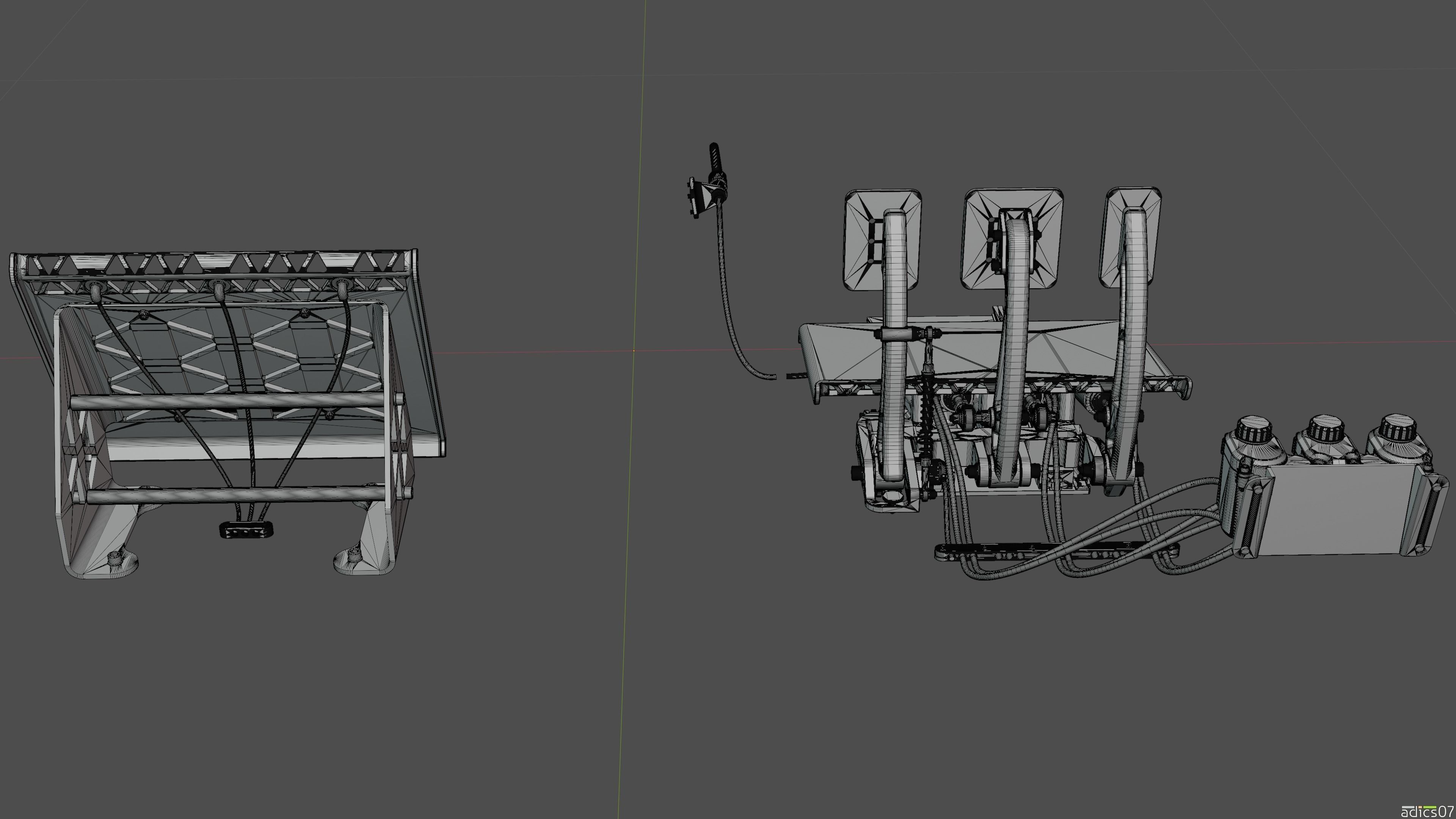 Highpoly Adjustable pedals and co-driver footrest for rally car 3D model_25