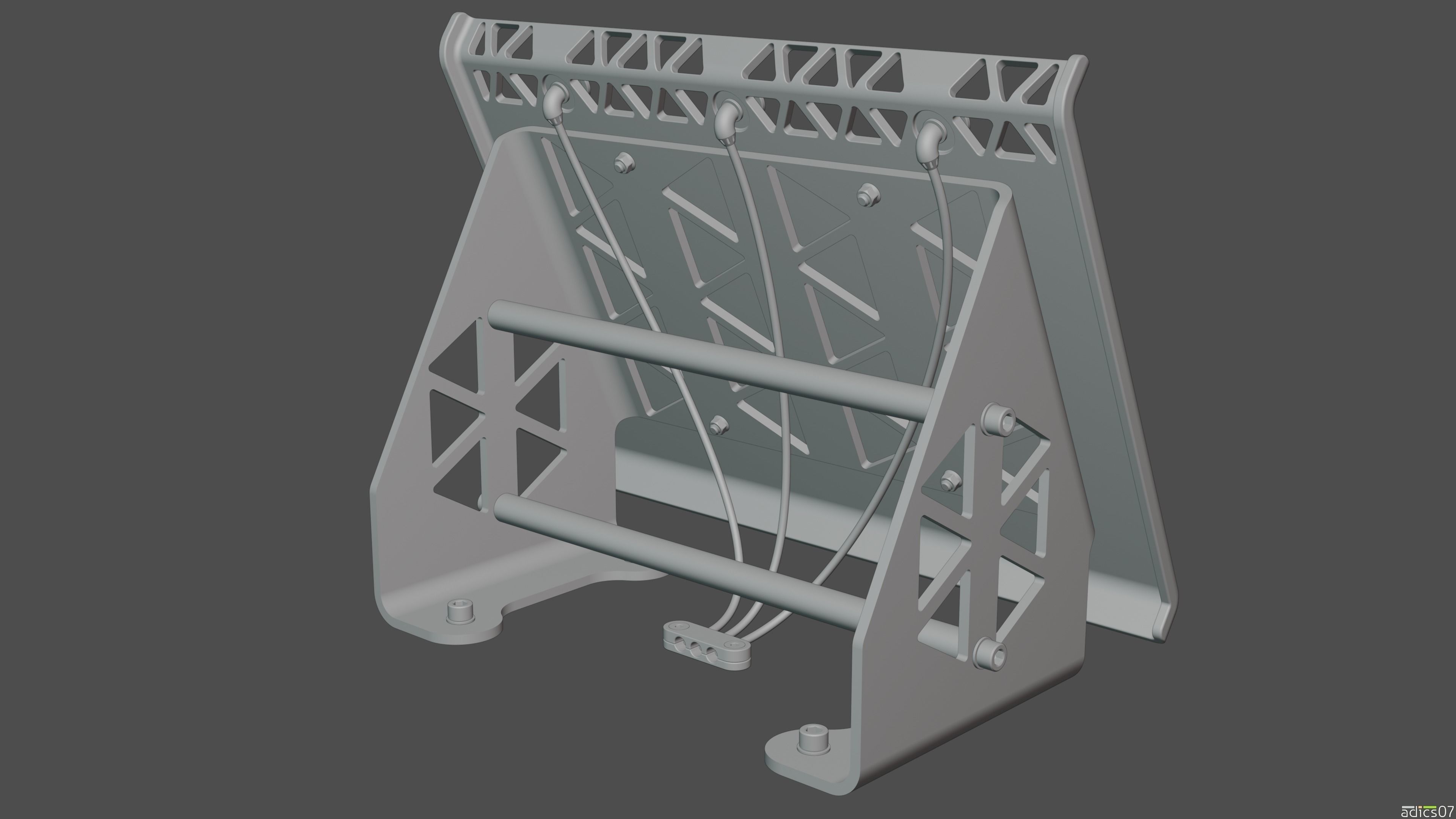 Highpoly Adjustable pedals and co-driver footrest for rally car 3D model_20