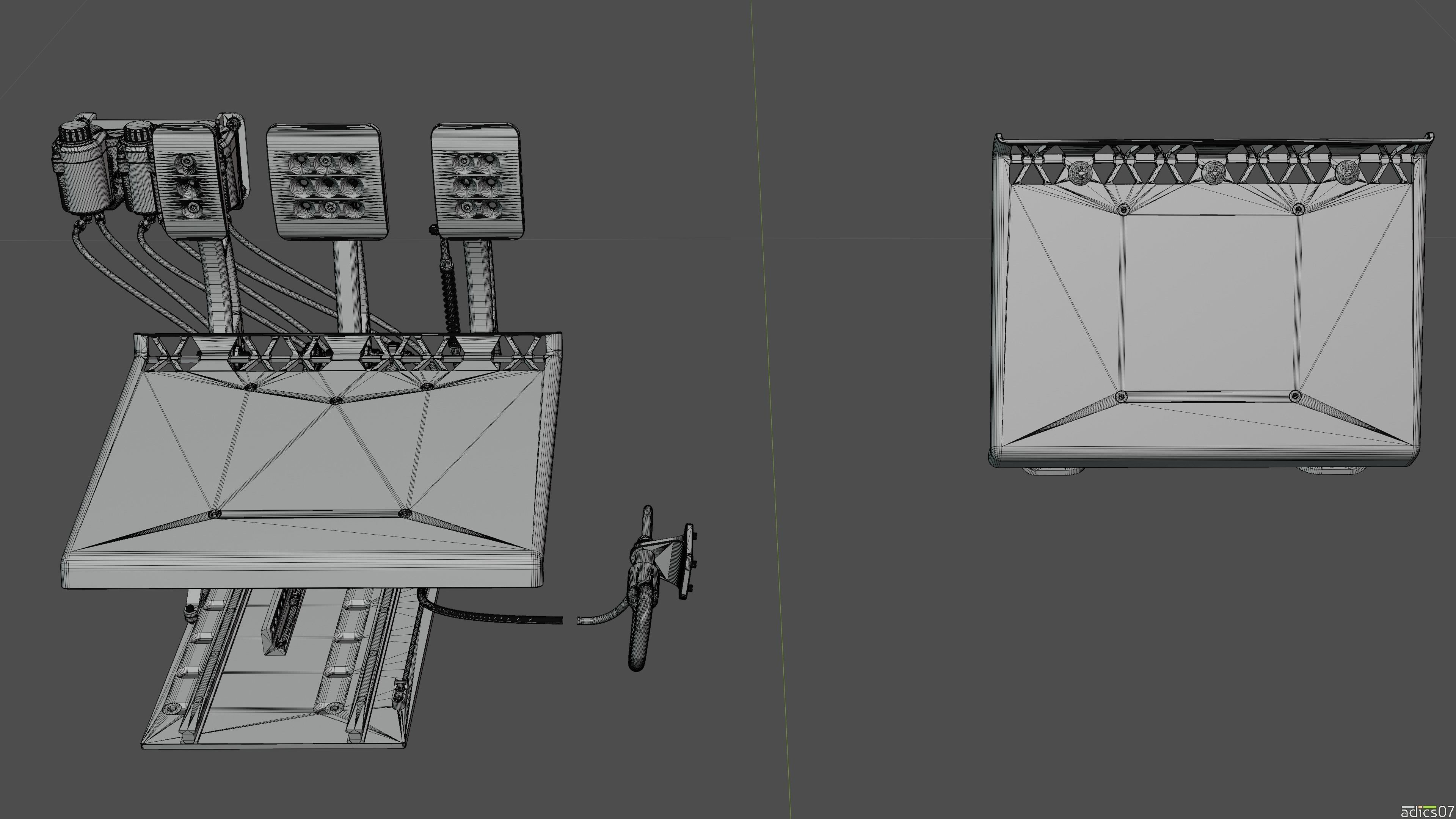 Highpoly Adjustable pedals and co-driver footrest for rally car 3D model_24