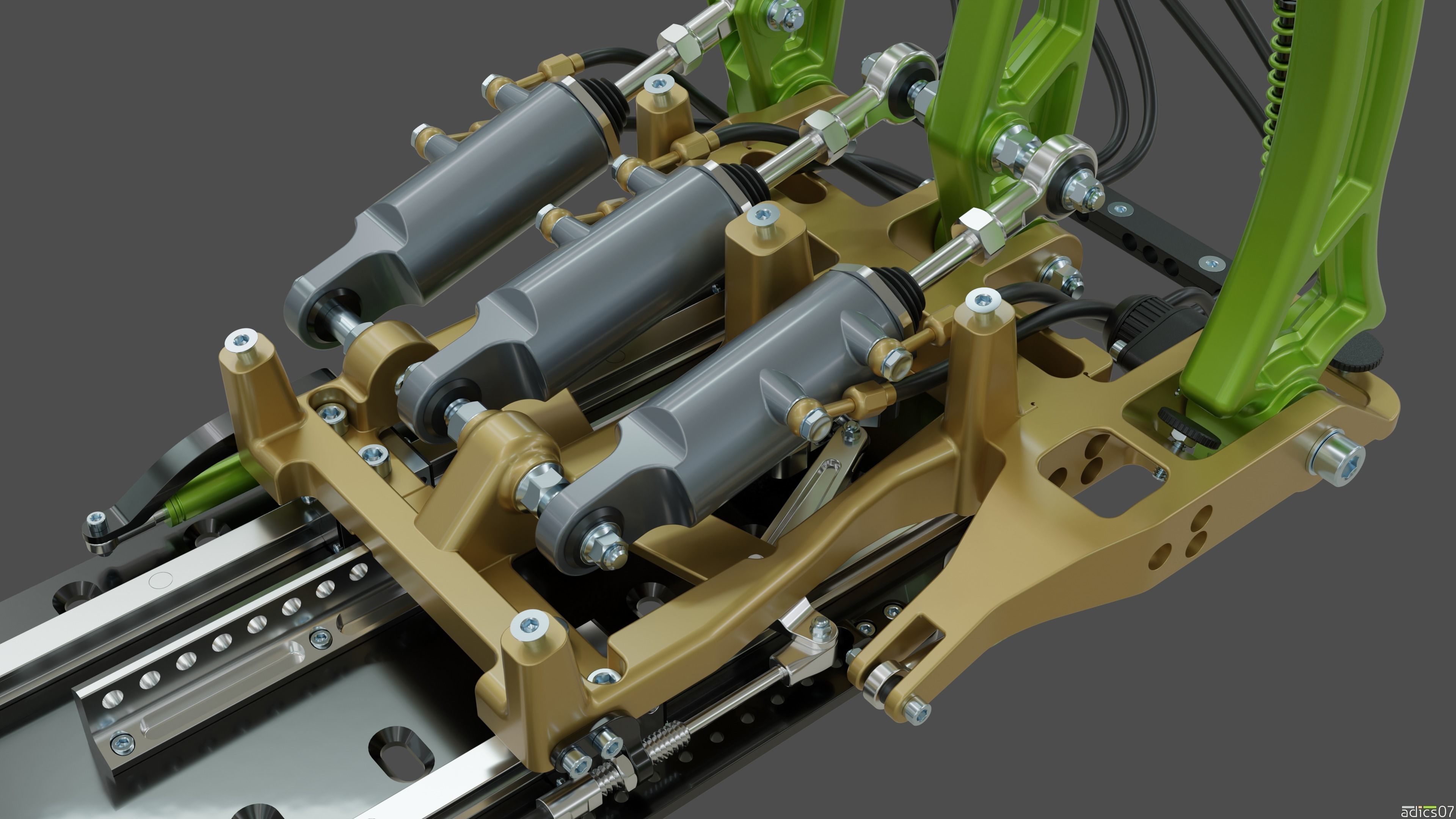 Highpoly Adjustable pedals and co-driver footrest for rally car 3D model_6