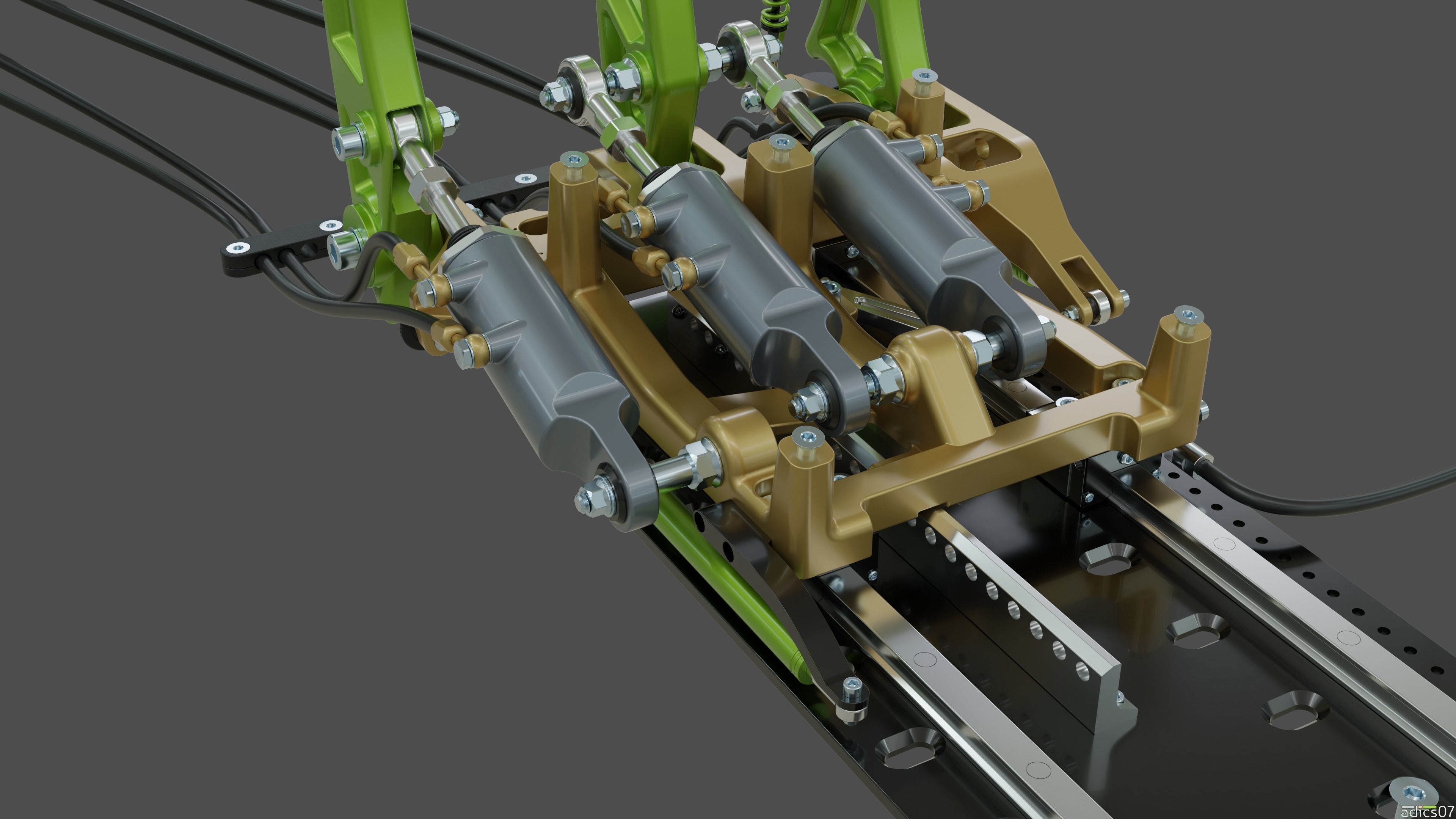 Highpoly Adjustable pedals and co-driver footrest for rally car 3D model_5