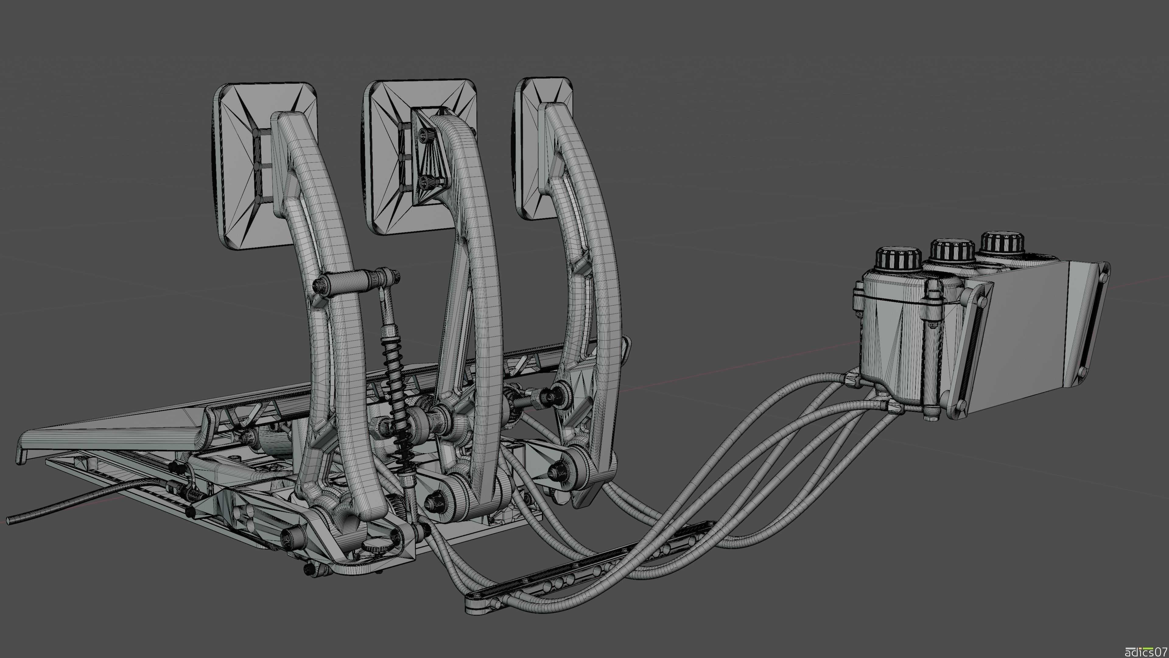 Highpoly Adjustable pedals and co-driver footrest for rally car 3D model_26