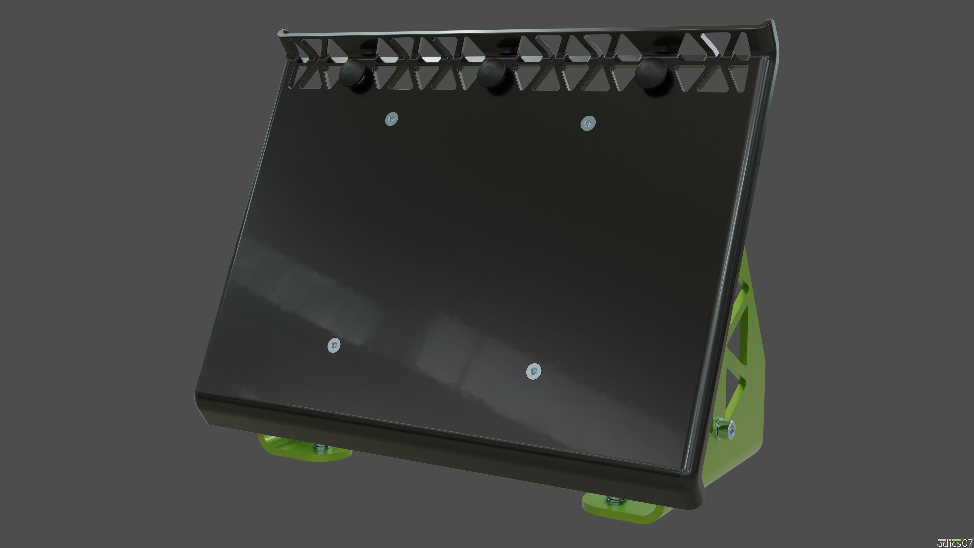 Highpoly Adjustable pedals and co-driver footrest for rally car 3D model_8