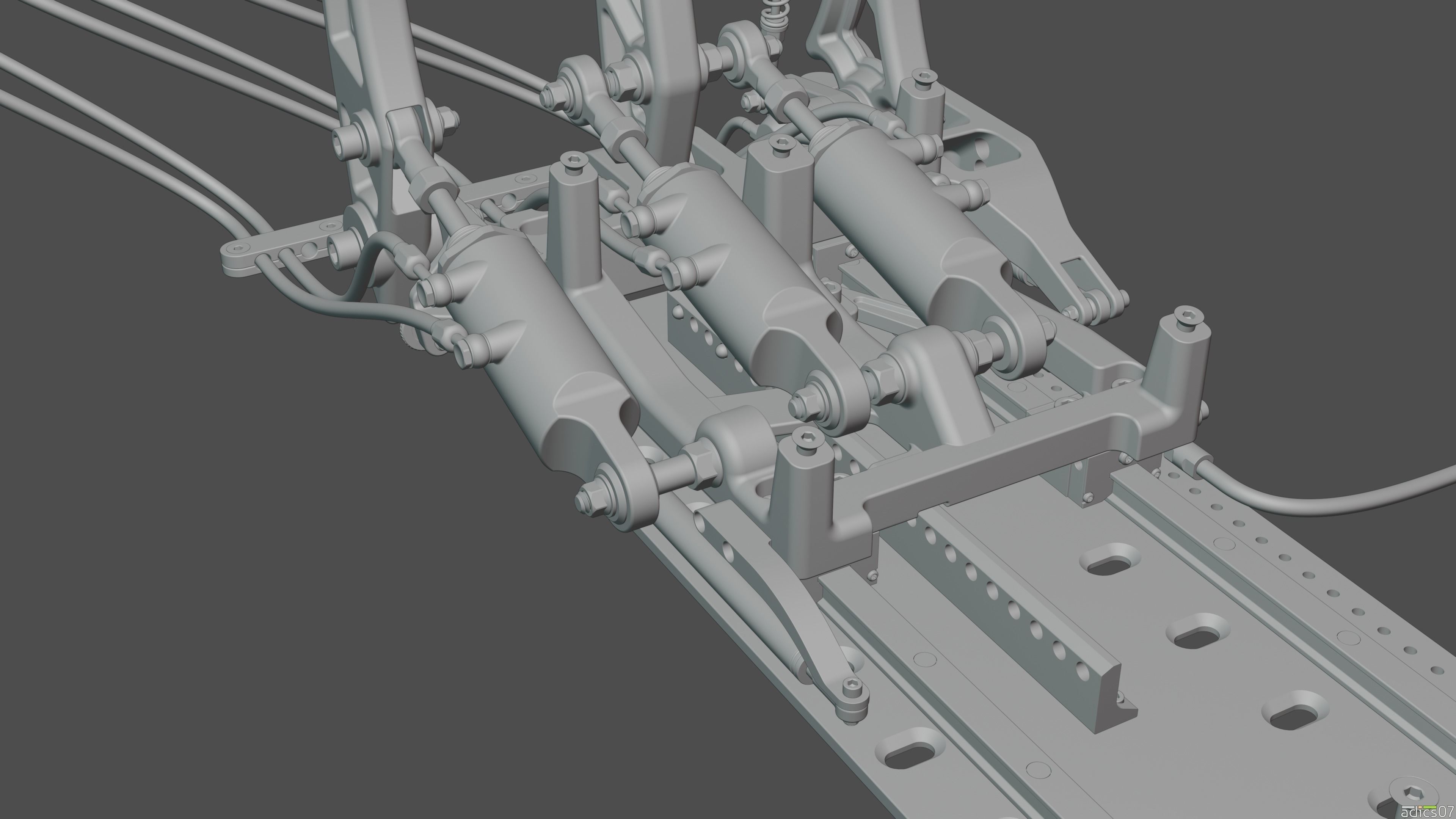 Highpoly Adjustable pedals and co-driver footrest for rally car 3D model_16