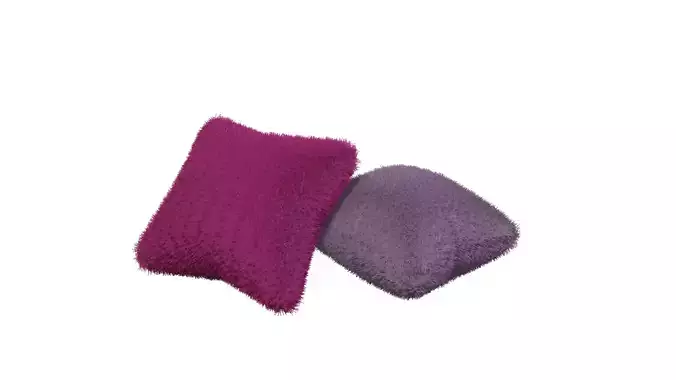 Two Square Faux Fur Pillow 3 3D Models