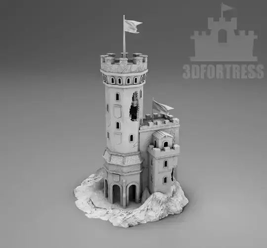 The tower with the banner 3D print model