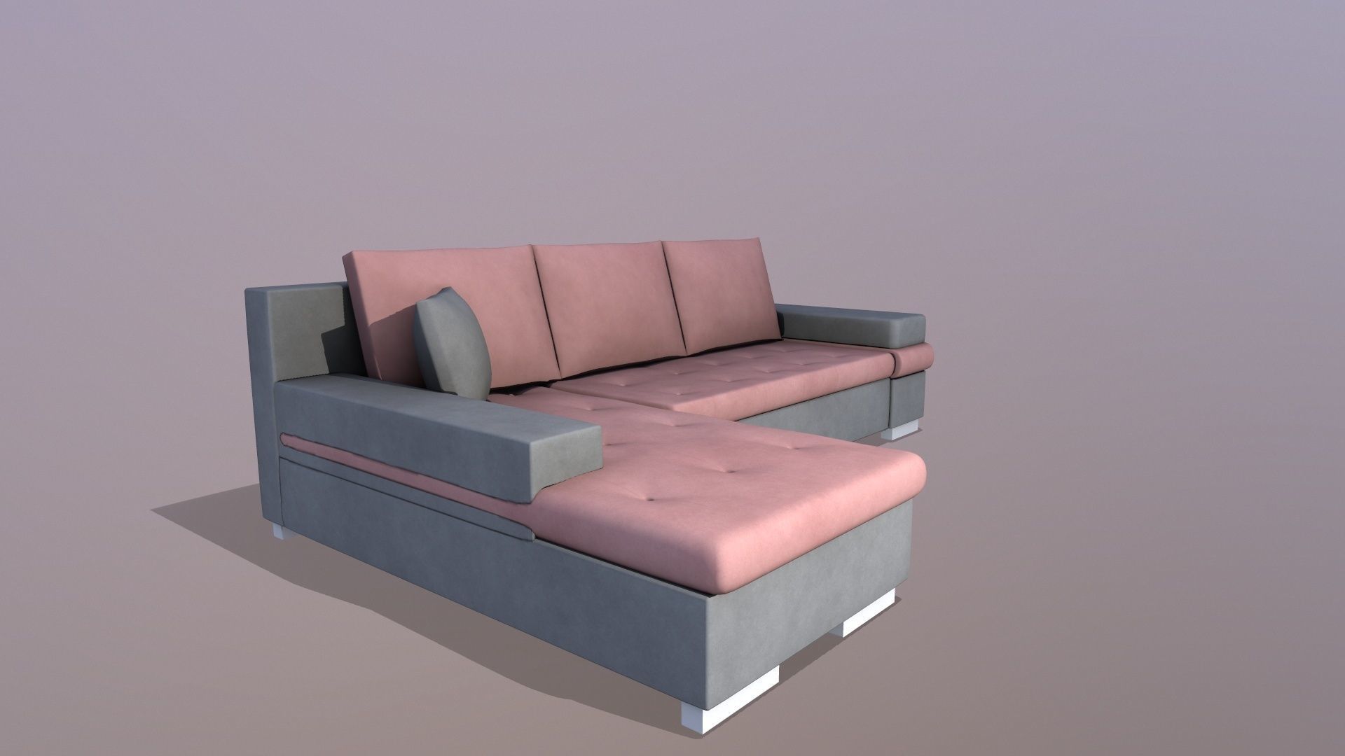 L shape Leather Sofa 3D model_3