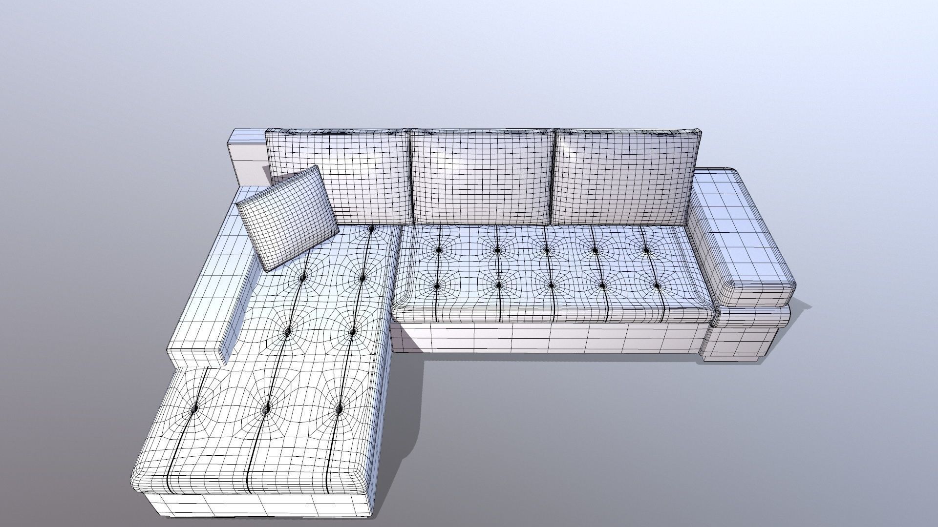 L shape Leather Sofa 3D model_12