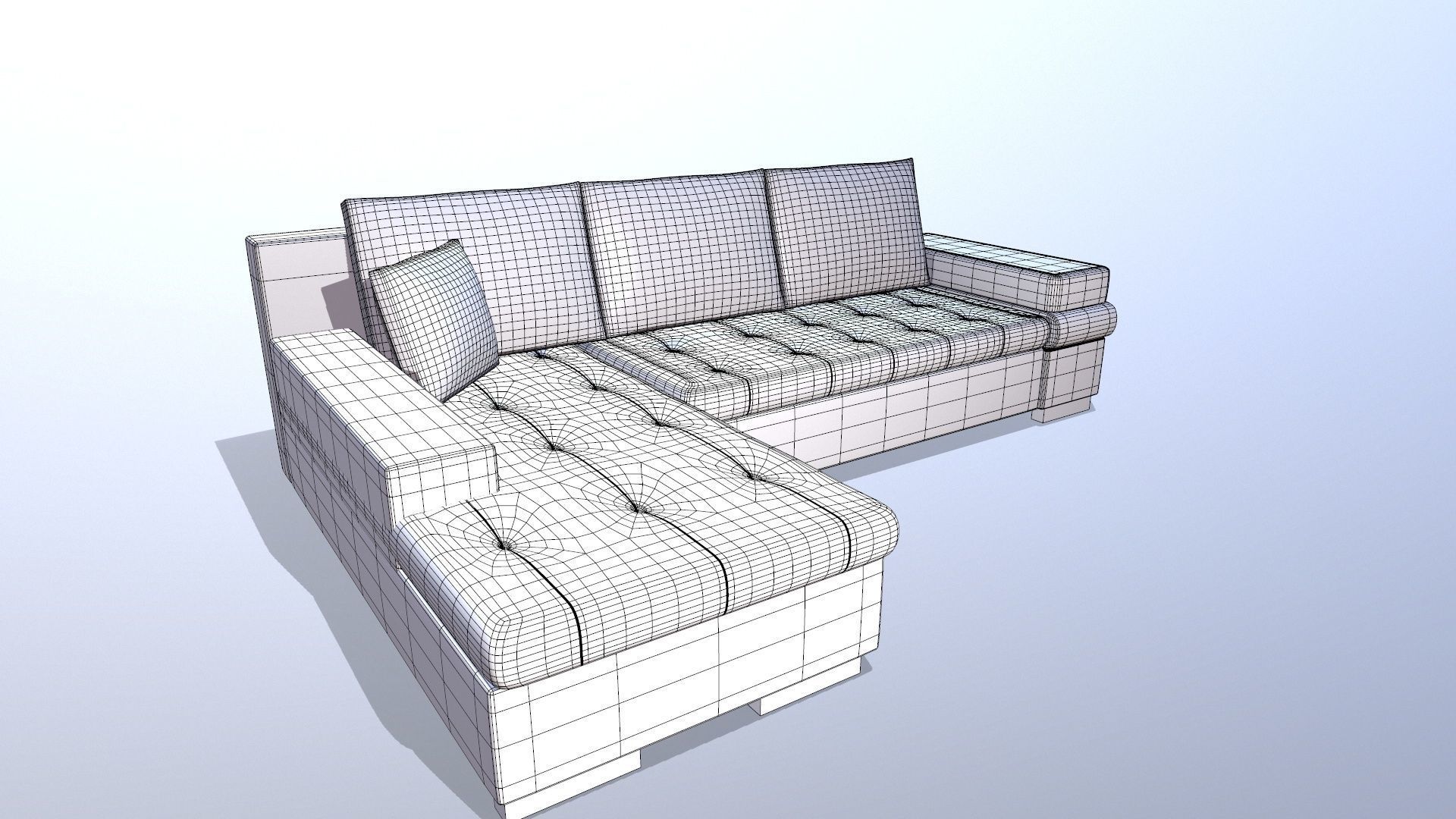 L shape Leather Sofa 3D model_13