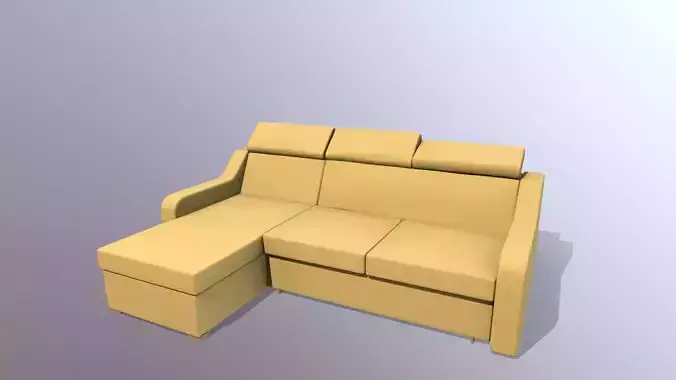L shaped Leather Sofa yellow
