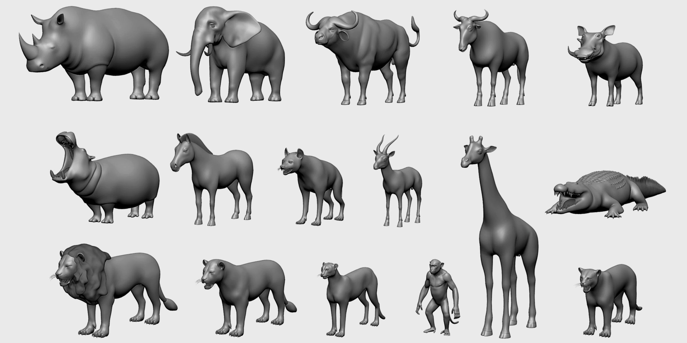 16 Wild Animals Collection Low-poly 3D model_2