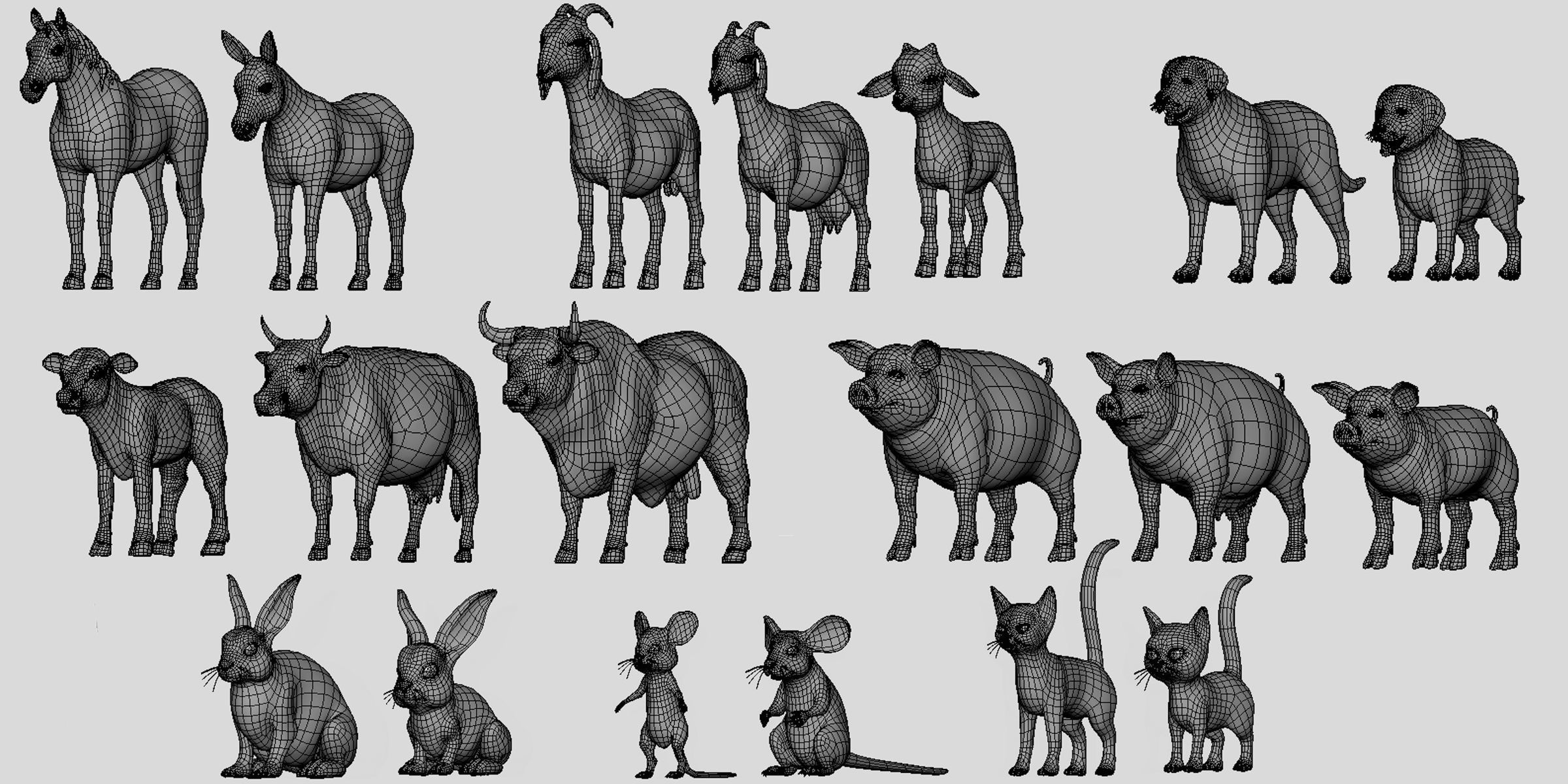 19 Domestic Animal Collection Low-poly 3D model_3