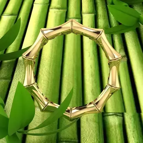 Elegant Bamboo Ring  Nature-Inspired 3D Printable Jewelry Design