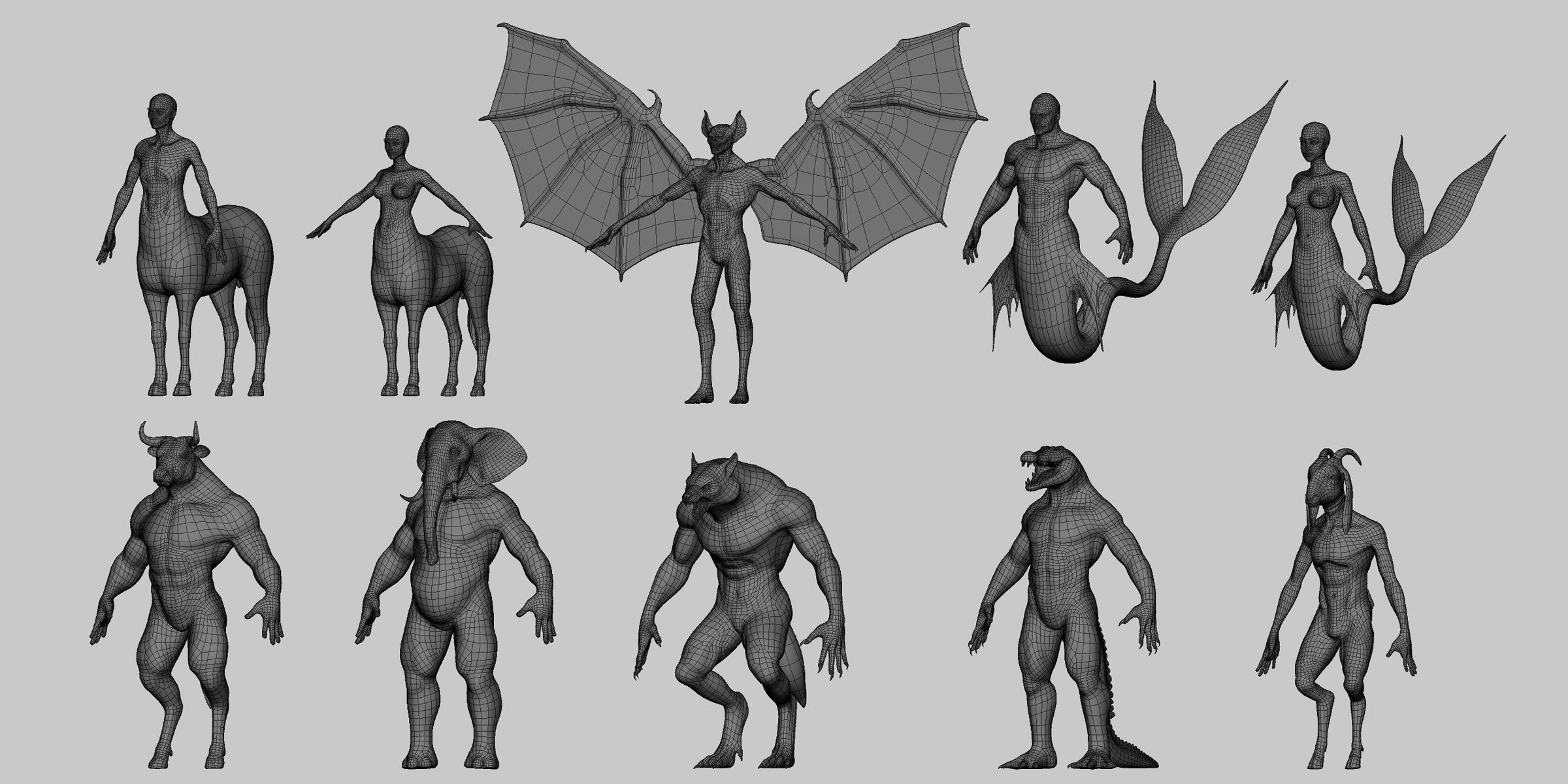 10 Mythical Creatures  Low-poly 3D model_3