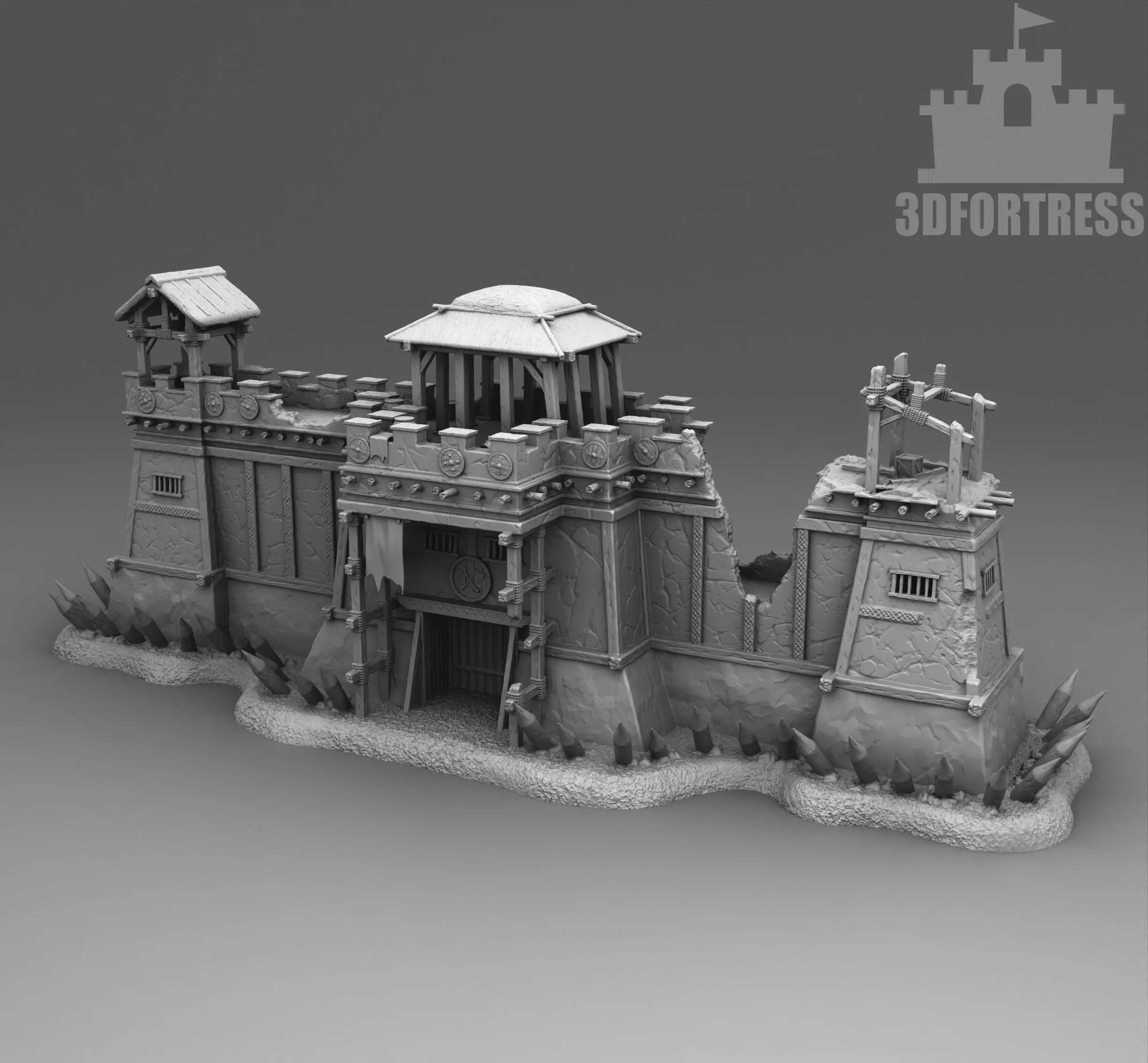 A protective wall with a gate 3D print model