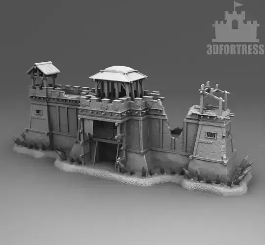 A protective wall with a gate 3D print model