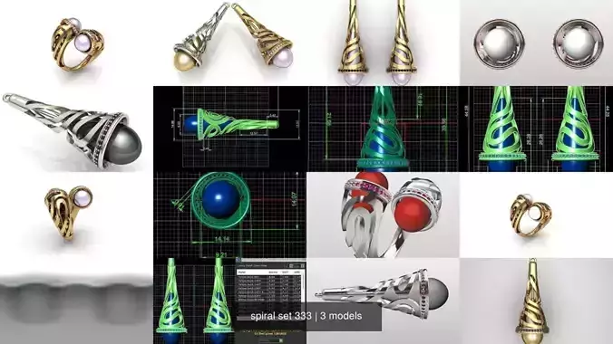 spiral set 333 3D Model Collection