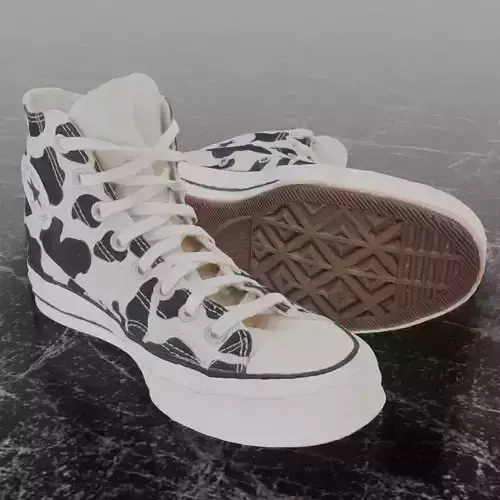 CONVERSE COW 3D SHOES - BLACK HIGH Low-poly 3D model