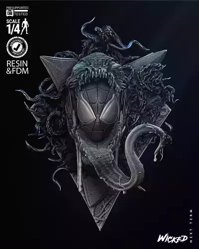 Wicked Marvel Venom Bust Wall Tested for 3D printing