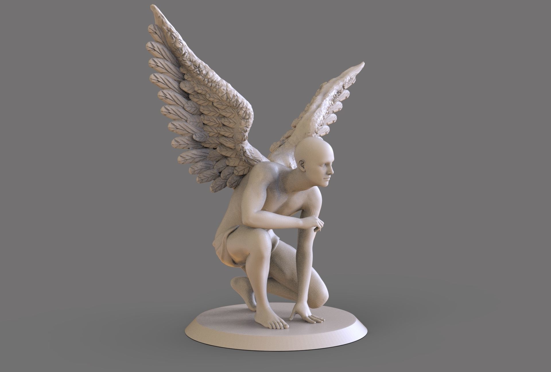 Fallen Angel Sculpture  3D print model_2