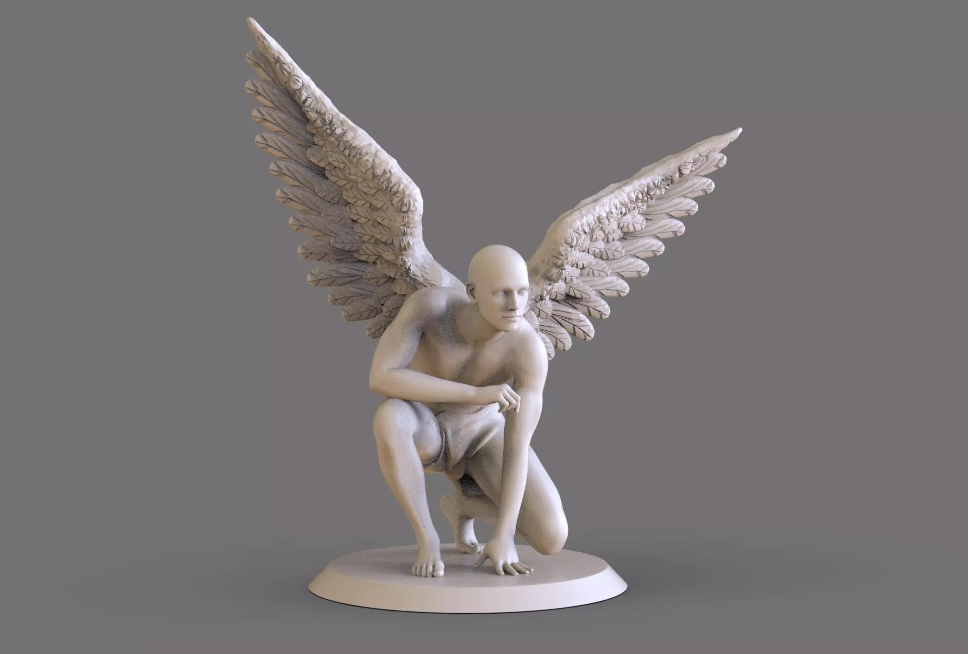 Fallen Angel Sculpture  3D print model_0