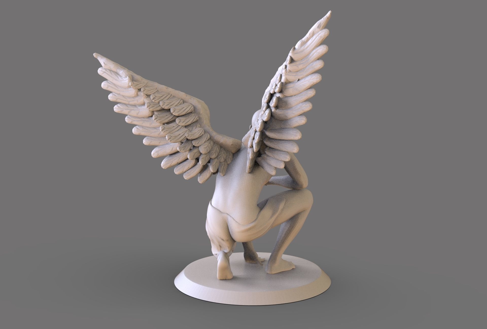 Fallen Angel Sculpture  3D print model_3