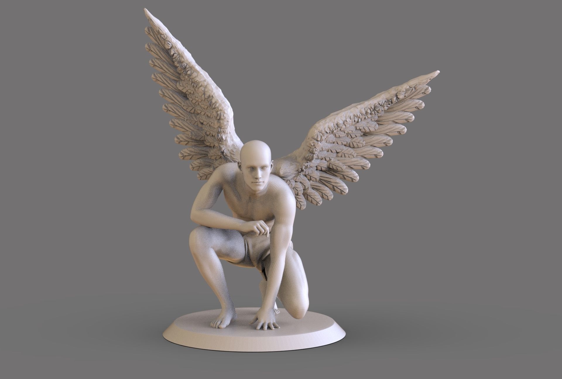 Fallen Angel Sculpture  3D print model_4