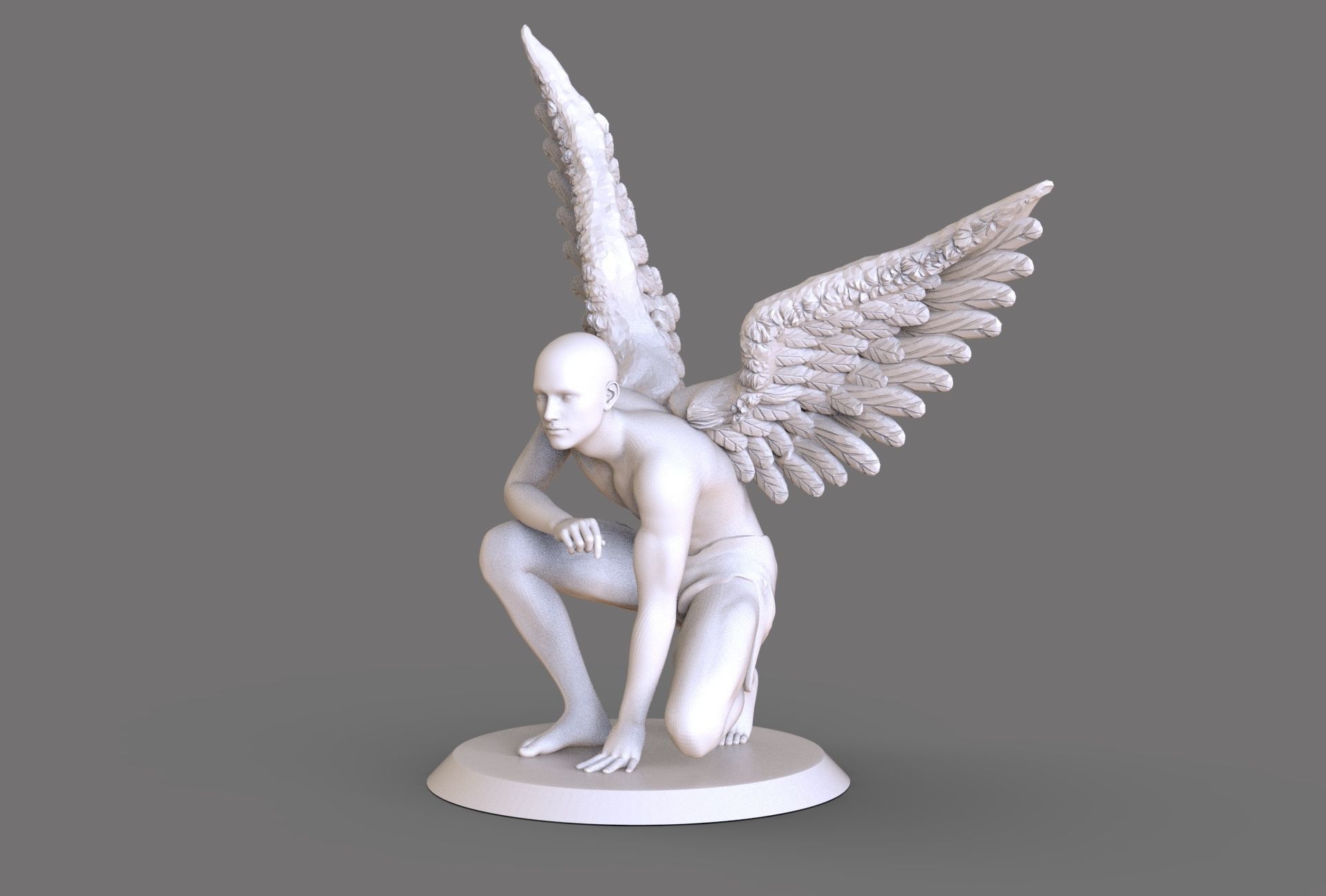 Fallen Angel Sculpture  3D print model_1