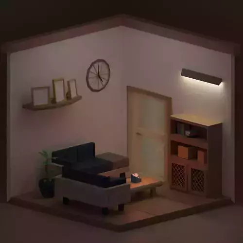 Interior-building living room isometric 3D model